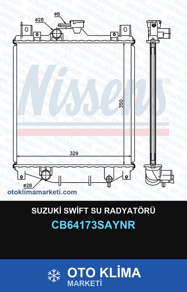 Suzuki Swift Su Radyatörü — SU RADYATÖRÜ — UNICORE marka — Uyumlu: SUZUKI