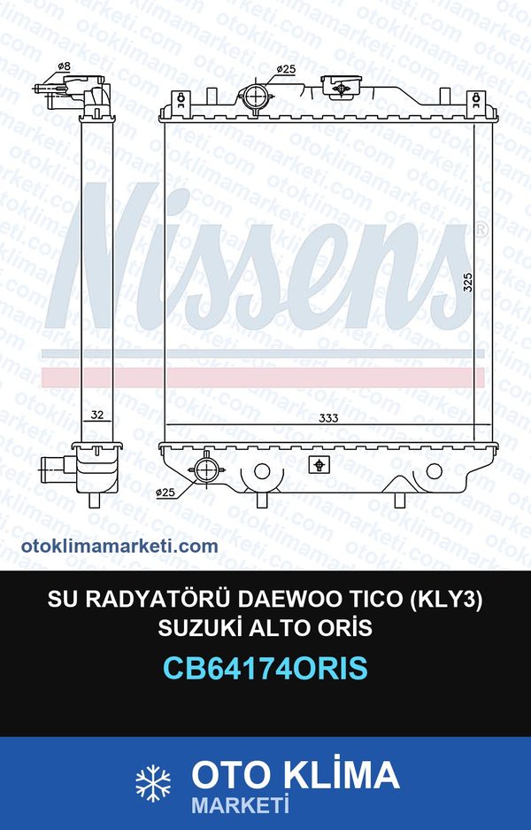 Su Radyatörü Daewoo Tıco (KLY3) Suzuki Alto Oris — SU RADYATÖRÜ — ORİS marka — Uyumlu: DAEWOO, SUZUKI