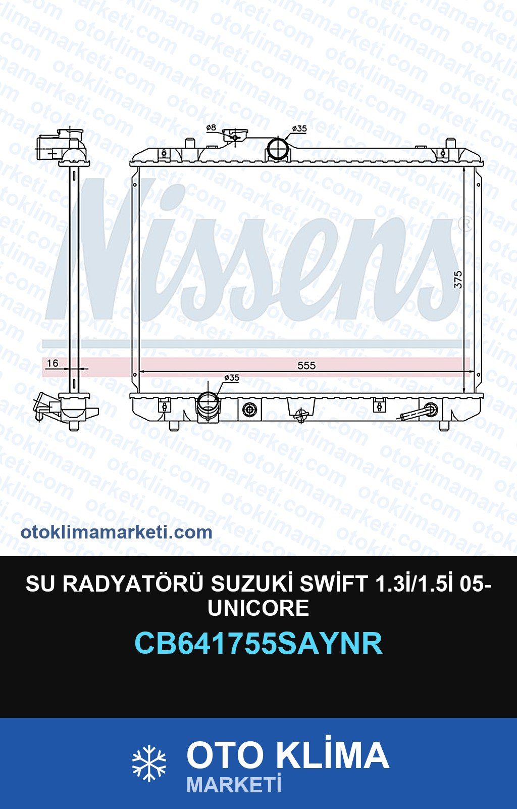 Su Radyatörü Suzuki Swift 1.3İ/1.5İ 05- Unicore — SU RADYATÖRÜ — UNICORE marka — Uyumlu: SUZUKI