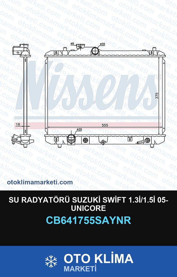 Su Radyatörü Suzuki Swift 1.3İ/1.5İ 05- Unicore — SU RADYATÖRÜ — UNICORE marka — Uyumlu: SUZUKI