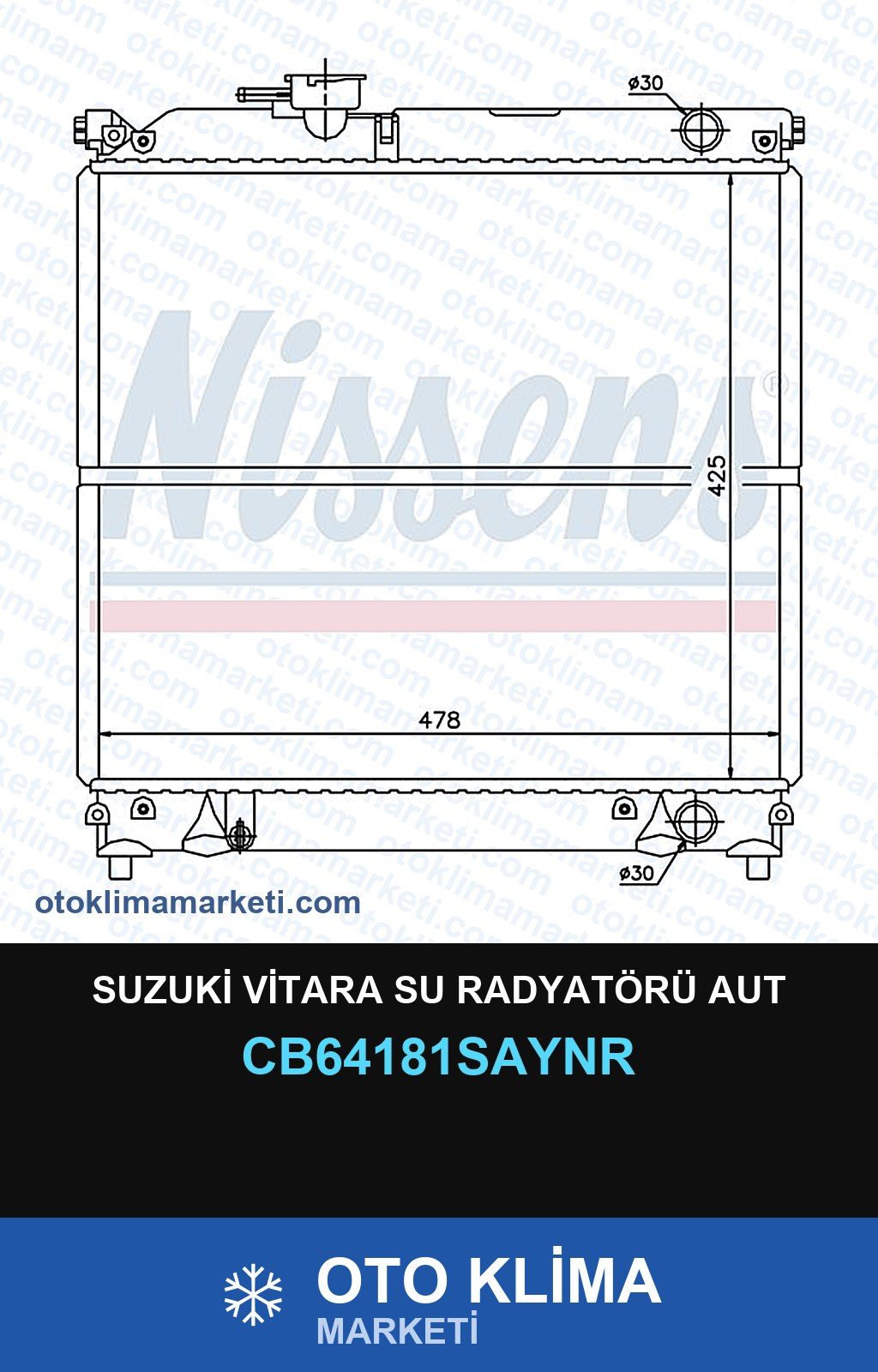 Suzuki Vitara Su Radyatörü Aut — SU RADYATÖRÜ — UNICORE marka — Uyumlu: SUZUKI