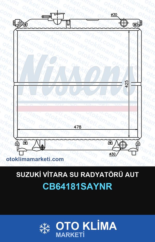 Suzuki Vitara Su Radyatörü Aut — SU RADYATÖRÜ — UNICORE marka — Uyumlu: SUZUKI