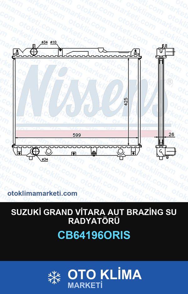 Suzuki Grand Vitara Aut Brazing Su Radyatörü — SU RADYATÖRÜ — ORİS marka — Uyumlu: SUZUKI