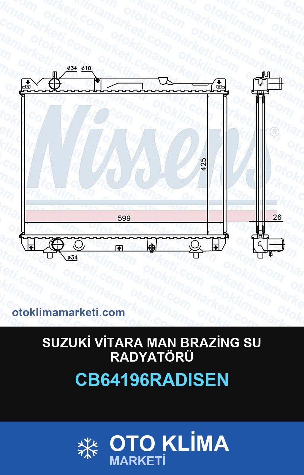Suzuki Vitara MAN Brazing Su Radyatörü — SU RADYATÖRÜ — RADİSEN marka — Uyumlu: MAN, SUZUKI