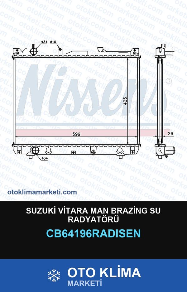 Suzuki Vitara MAN Brazing Su Radyatörü — SU RADYATÖRÜ — RADİSEN marka — Uyumlu: MAN, SUZUKI