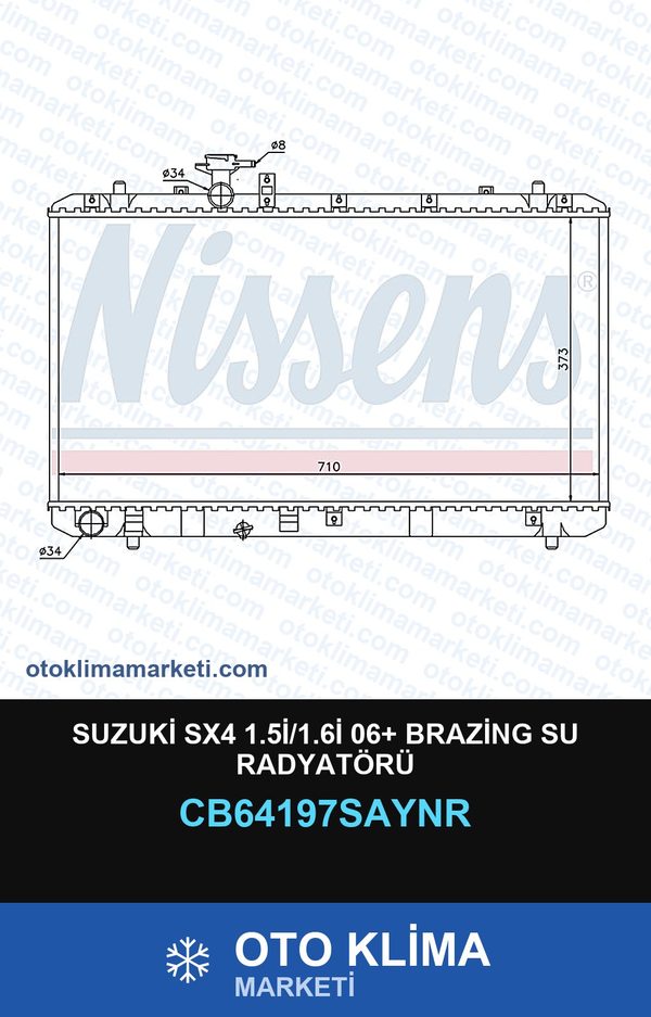 Suzuki SX4 1.5İ/1.6İ 06+ Brazing Su Radyatörü — SU RADYATÖRÜ — UNICORE marka — Uyumlu: SUZUKI
