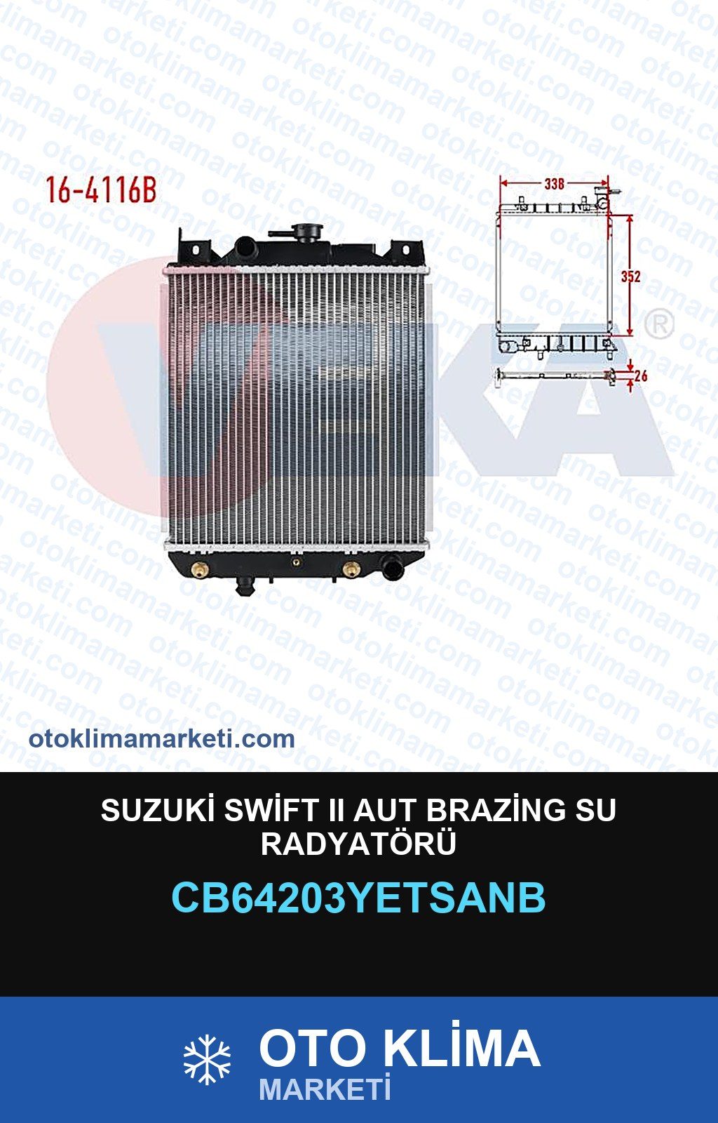Suzuki Swift II (2) Aut Brazing Su Radyatörü — SU RADYATÖRÜ — YETSAN marka — Uyumlu: SUZUKI