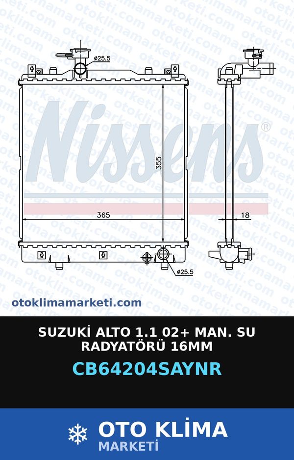 Suzuki Alto 1.1 02+ MAN. Su Radyatörü 16MM — SU RADYATÖRÜ — UNICORE marka — Uyumlu: MAN, SUZUKI