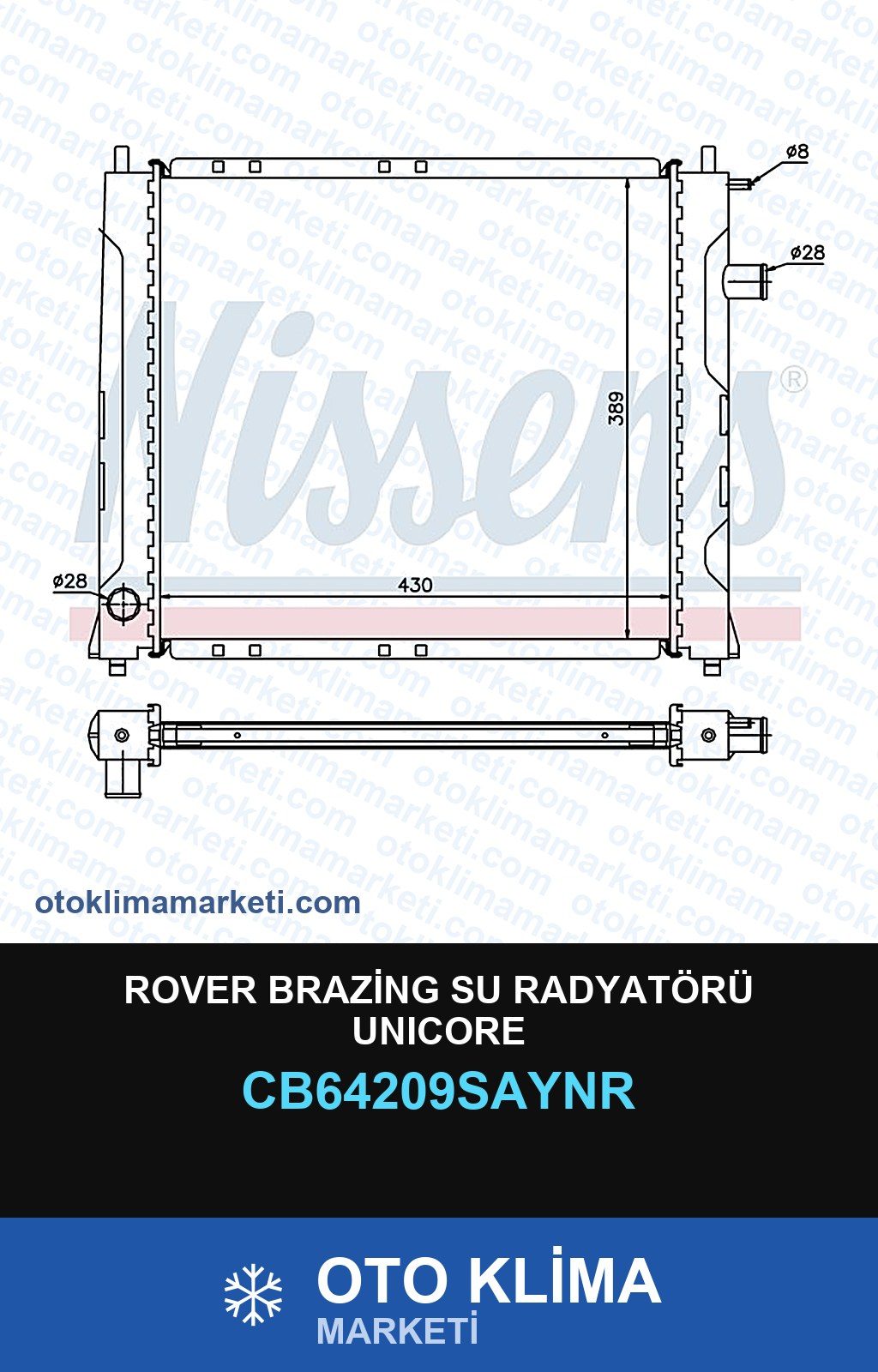 Rover Brazing Su Radyatörü Unicore — SU RADYATÖRÜ — UNICORE marka — Uyumlu: ROVER