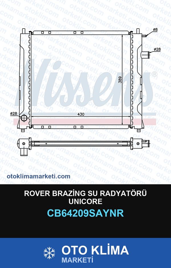 Rover Brazing Su Radyatörü Unicore — SU RADYATÖRÜ — UNICORE marka — Uyumlu: ROVER
