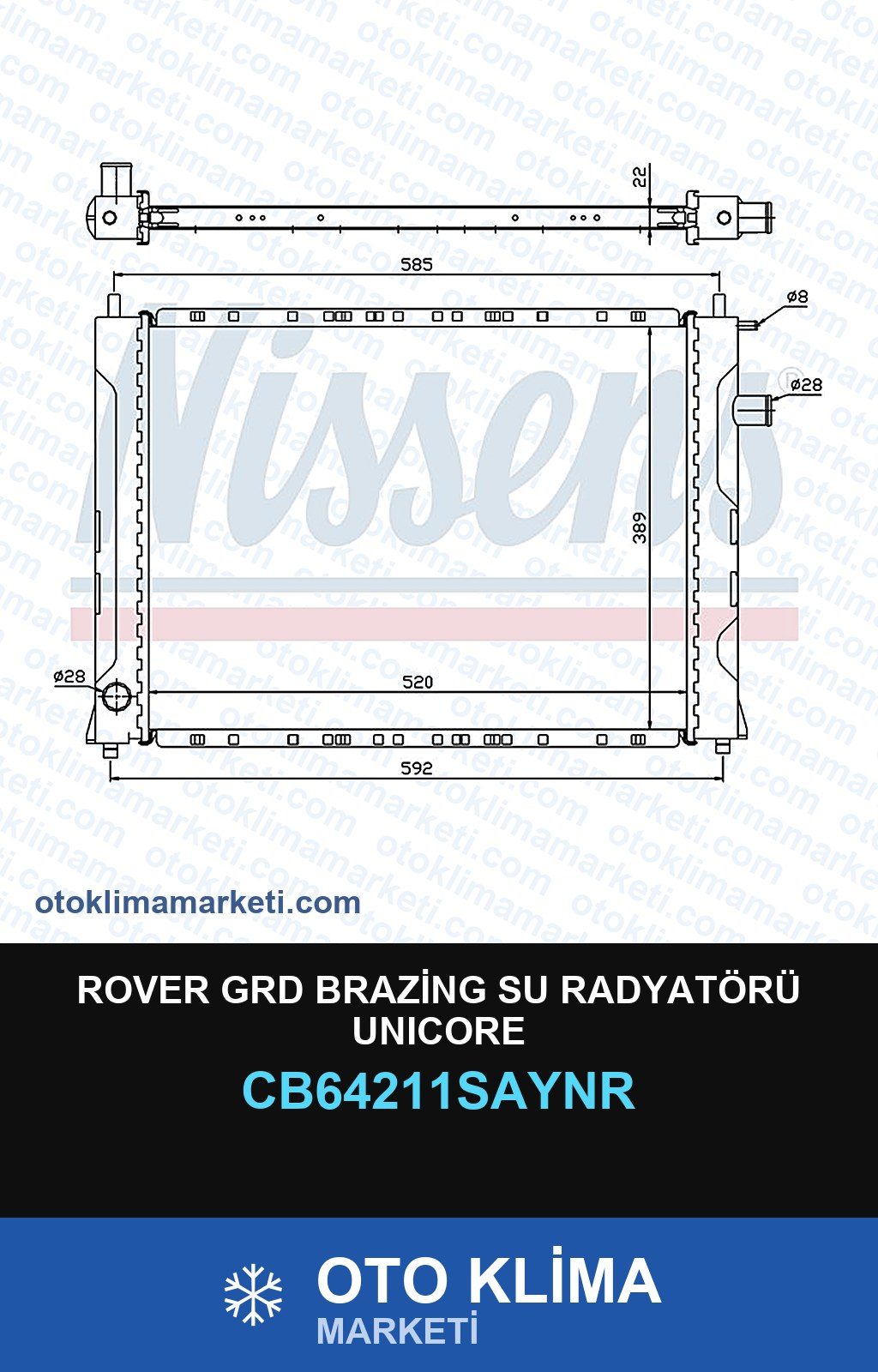 Rover Grd Brazing Su Radyatörü Unicore — SU RADYATÖRÜ — UNICORE marka — Uyumlu: ROVER