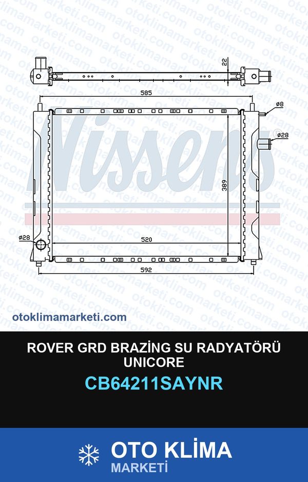 Rover Grd Brazing Su Radyatörü Unicore — SU RADYATÖRÜ — UNICORE marka — Uyumlu: ROVER