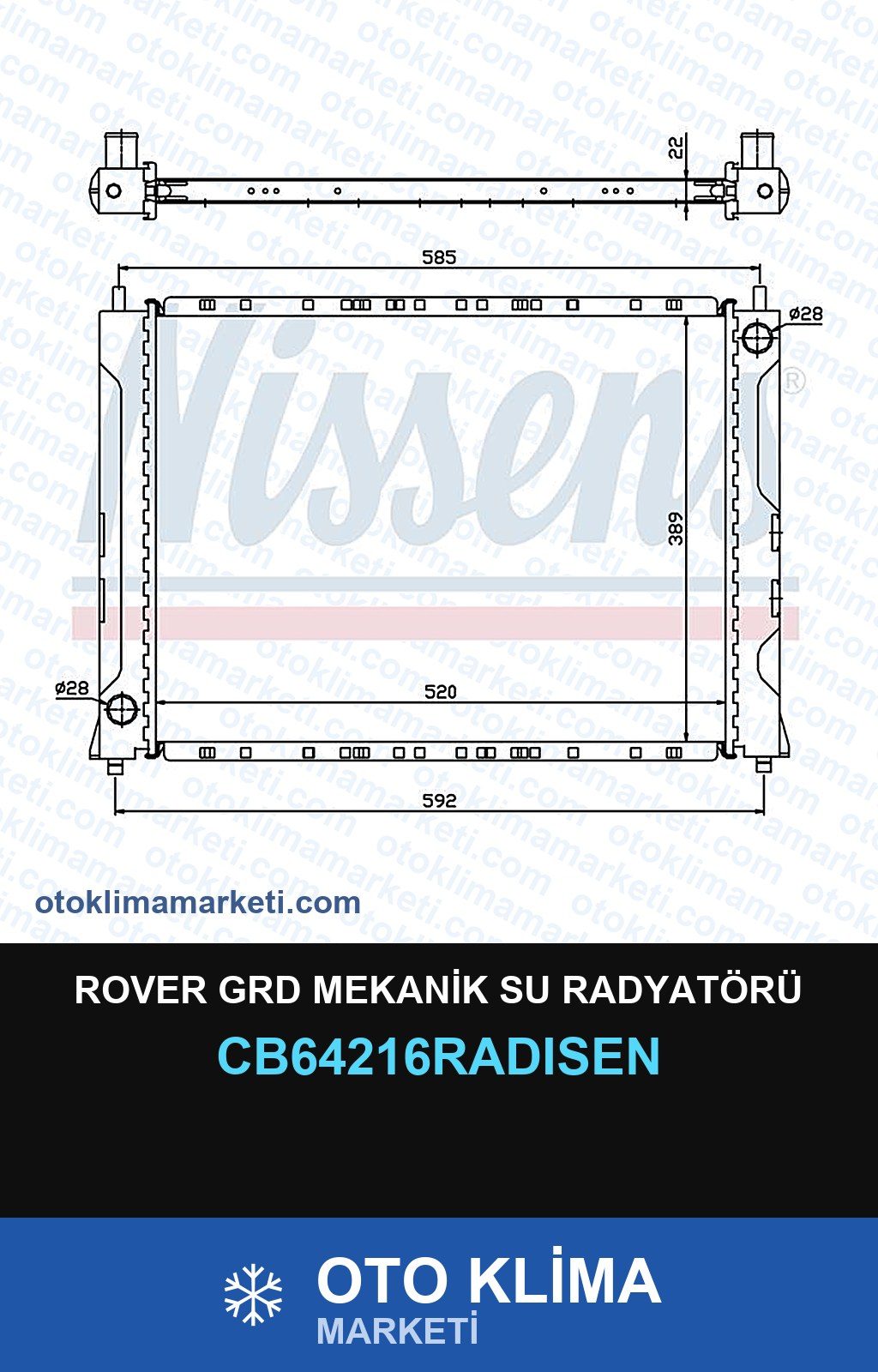 Rover Grd Mekanik Su Radyatörü — SU RADYATÖRÜ — RADİSEN marka — Uyumlu: ROVER