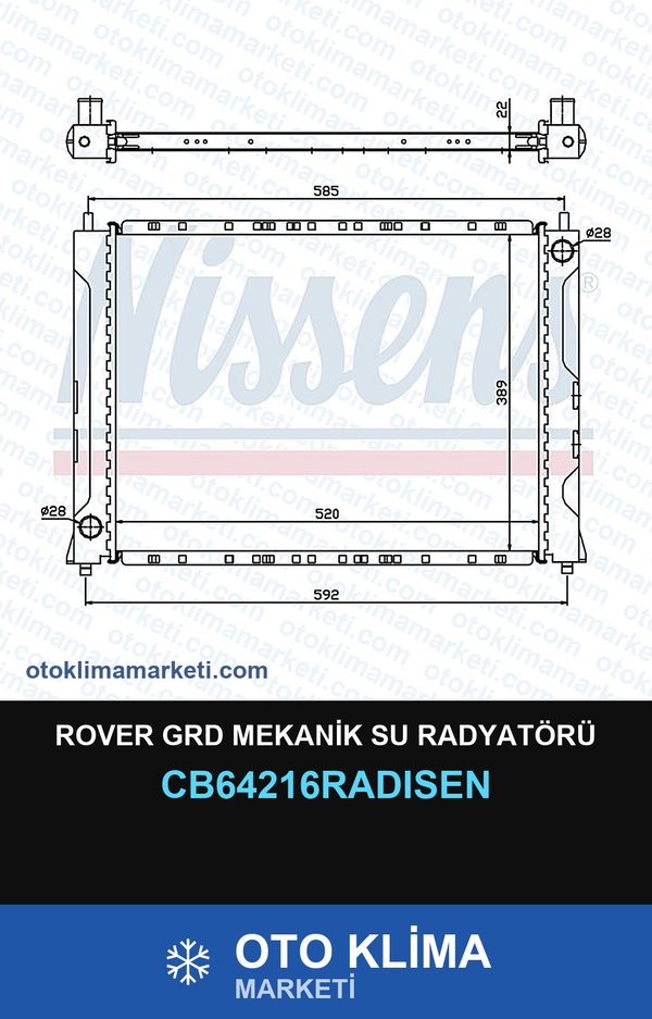 Rover Grd Mekanik Su Radyatörü — SU RADYATÖRÜ — RADİSEN marka — Uyumlu: ROVER