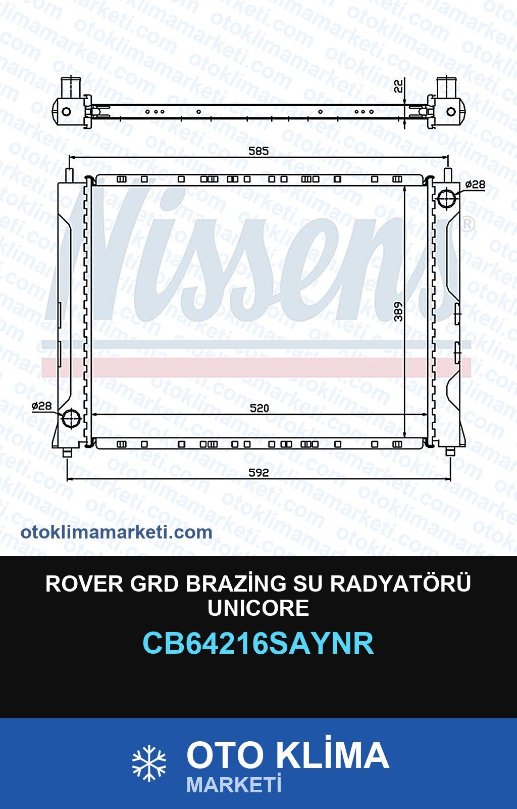 Rover Grd Brazing Su Radyatörü Unicore — SU RADYATÖRÜ — UNICORE marka — Uyumlu: ROVER