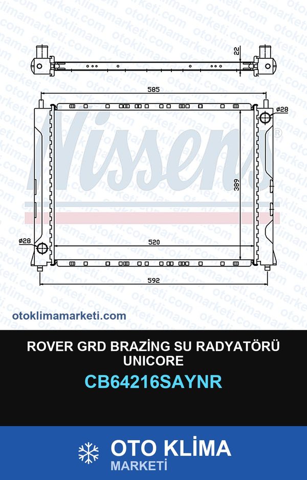 Rover Grd Brazing Su Radyatörü Unicore — SU RADYATÖRÜ — UNICORE marka — Uyumlu: ROVER