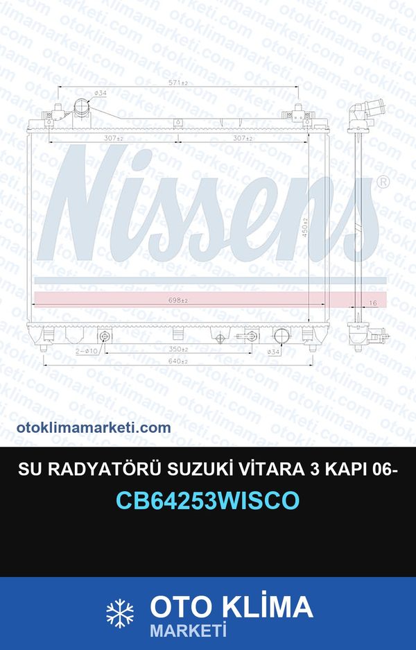 Su Radyatörü Suzuki Vitara 3 Kapi 06- — SU RADYATÖRÜ — WISCO marka — Uyumlu: SUZUKI