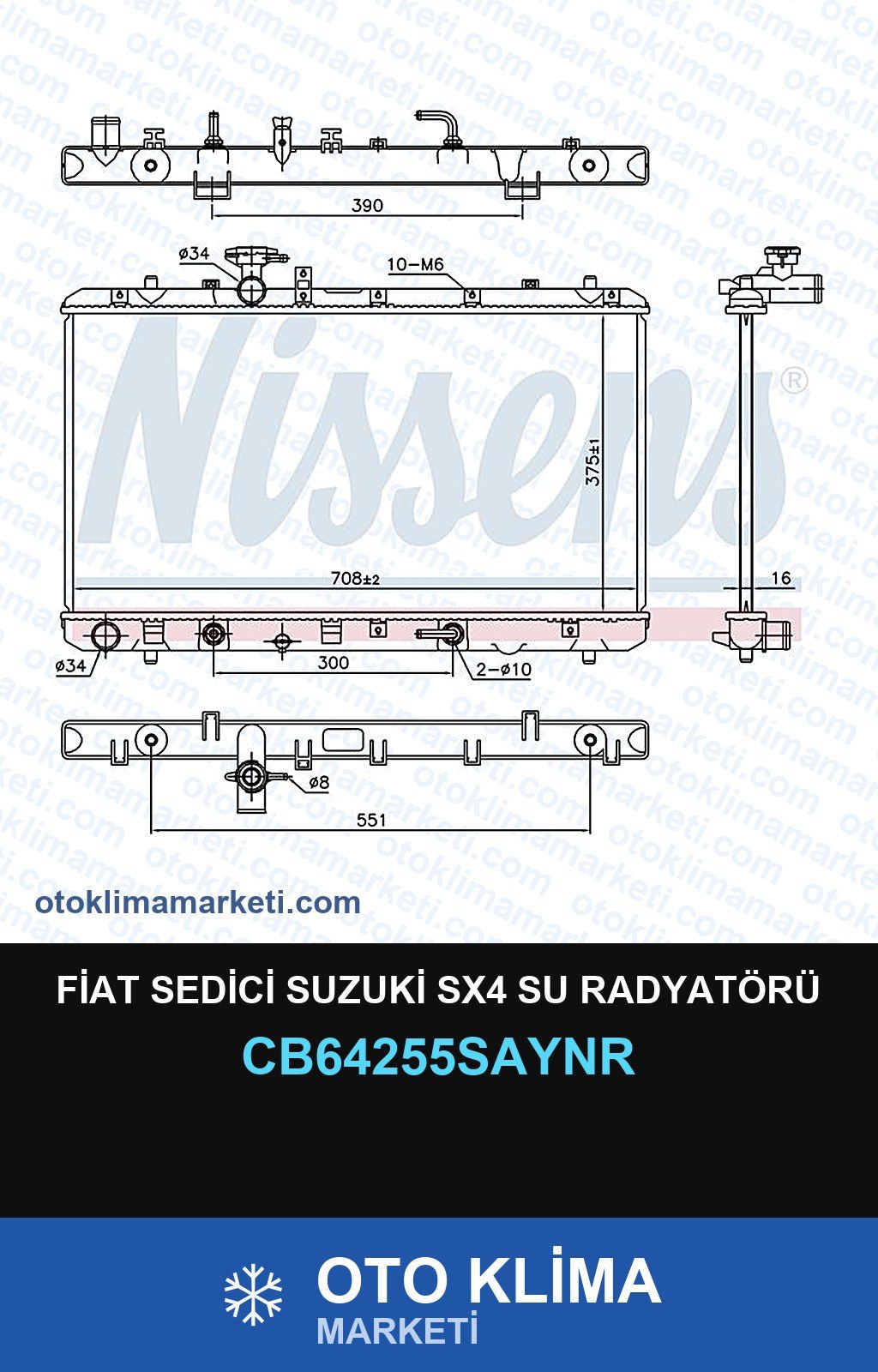 Fiat Sedici Suzuki SX4 Su Radyatörü — SU RADYATÖRÜ — UNICORE marka — Uyumlu: FIAT, SUZUKI