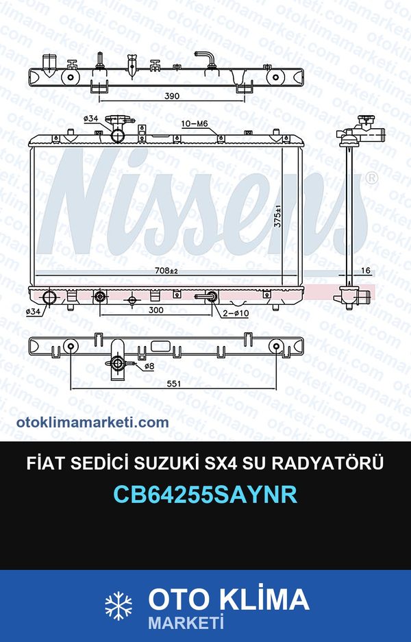 Fiat Sedici Suzuki SX4 Su Radyatörü — SU RADYATÖRÜ — UNICORE marka — Uyumlu: FIAT, SUZUKI