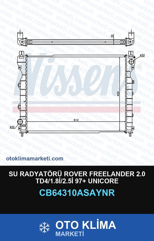 Su Radyatörü Rover Freelander 2.0 TD4/1.8İ/2.5İ 97+ Unicore — SU RADYATÖRÜ — UNICORE marka — Uyumlu: ROVER