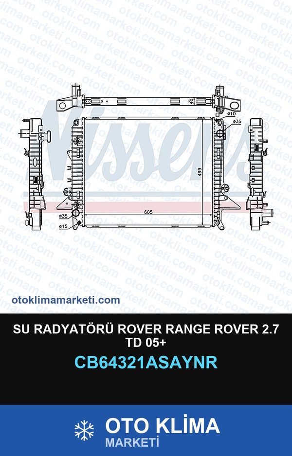 Su Radyatörü Rover Range Rover 2.7 Td 05+ — SU RADYATÖRÜ — UNICORE marka — Uyumlu: ROVER