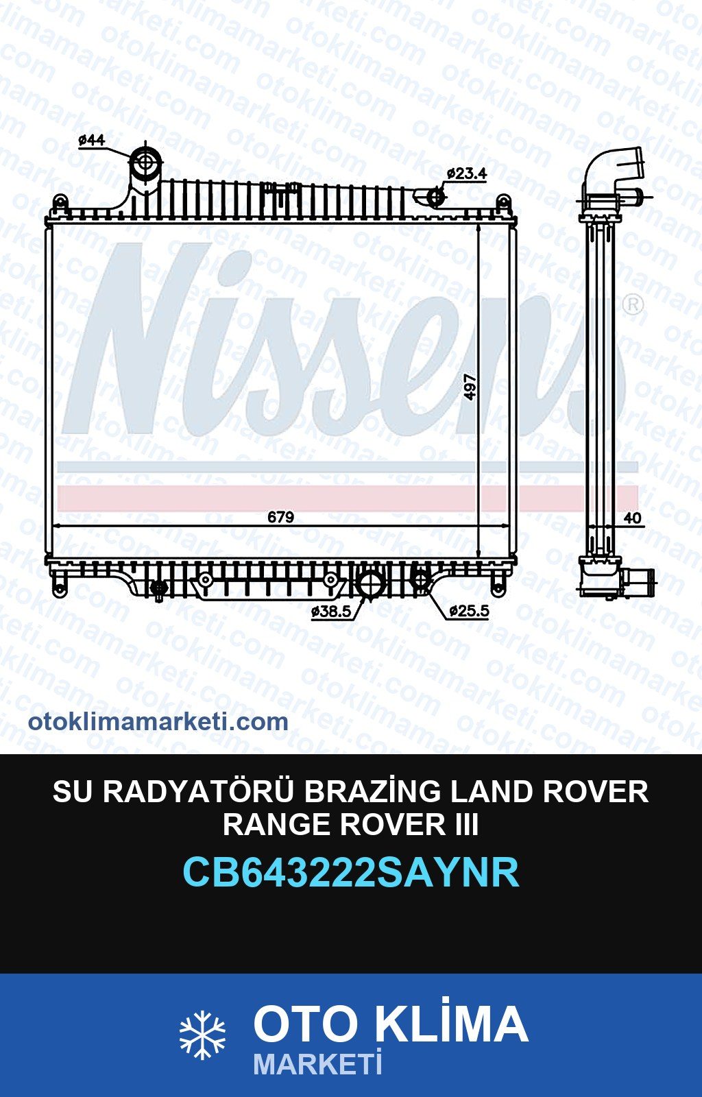Su Radyatörü Brazing Land Rover Range Rover III (3) — SU RADYATÖRÜ — UNICORE marka — Uyumlu: LAND ROVER, ROVER