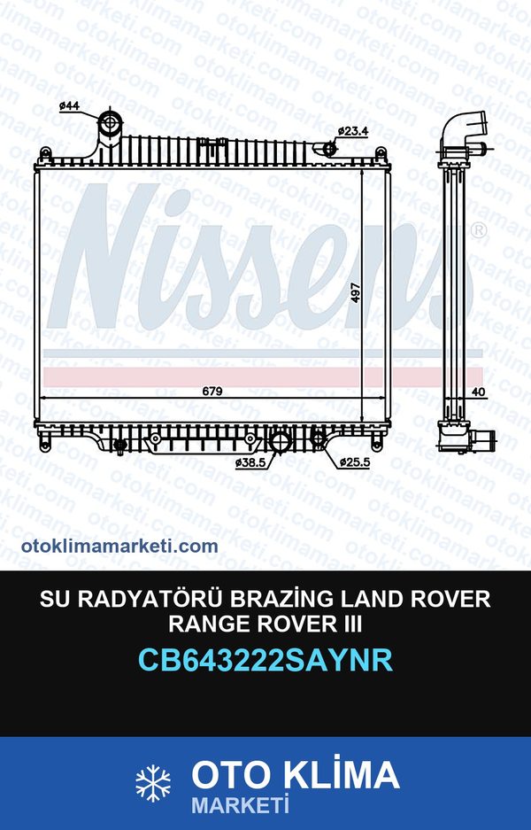 Su Radyatörü Brazing Land Rover Range Rover III (3) — SU RADYATÖRÜ — UNICORE marka — Uyumlu: LAND ROVER, ROVER