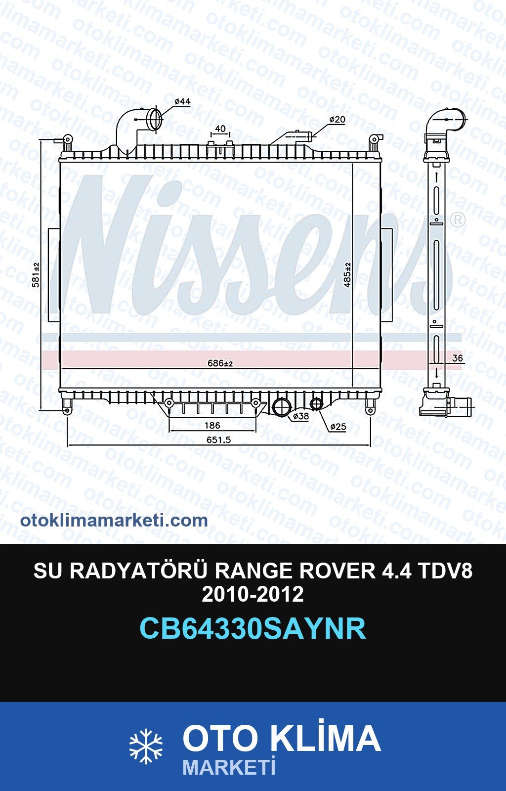 Su Radyatörü Range Rover 4.4 TDV8 2010-2012 — SU RADYATÖRÜ — UNICORE marka — Uyumlu: ROVER