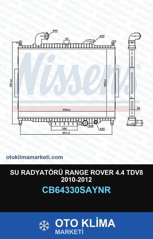 Su Radyatörü Range Rover 4.4 TDV8 2010-2012 — SU RADYATÖRÜ — UNICORE marka — Uyumlu: ROVER