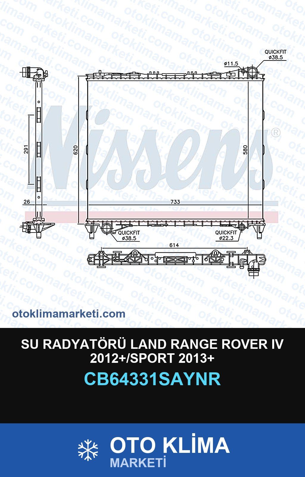 Su Radyatörü Land Range Rover IV (4) 2012+/Sport 2013+ — SU RADYATÖRÜ — UNICORE marka — Uyumlu: ROVER