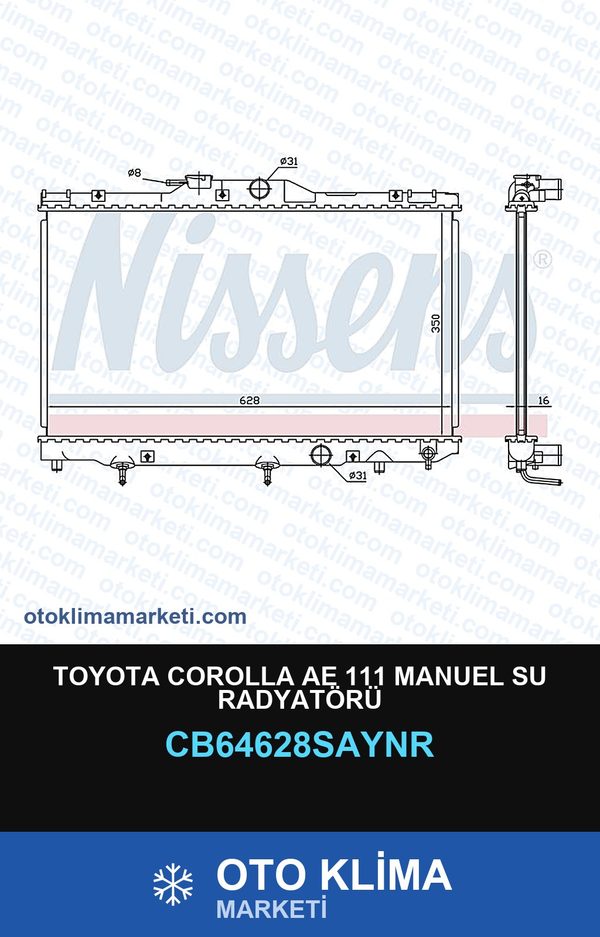 Toyota Corolla AE111 Manuel Su Radyatörü — SU RADYATÖRÜ — UNICORE marka — Uyumlu: TOYOTA