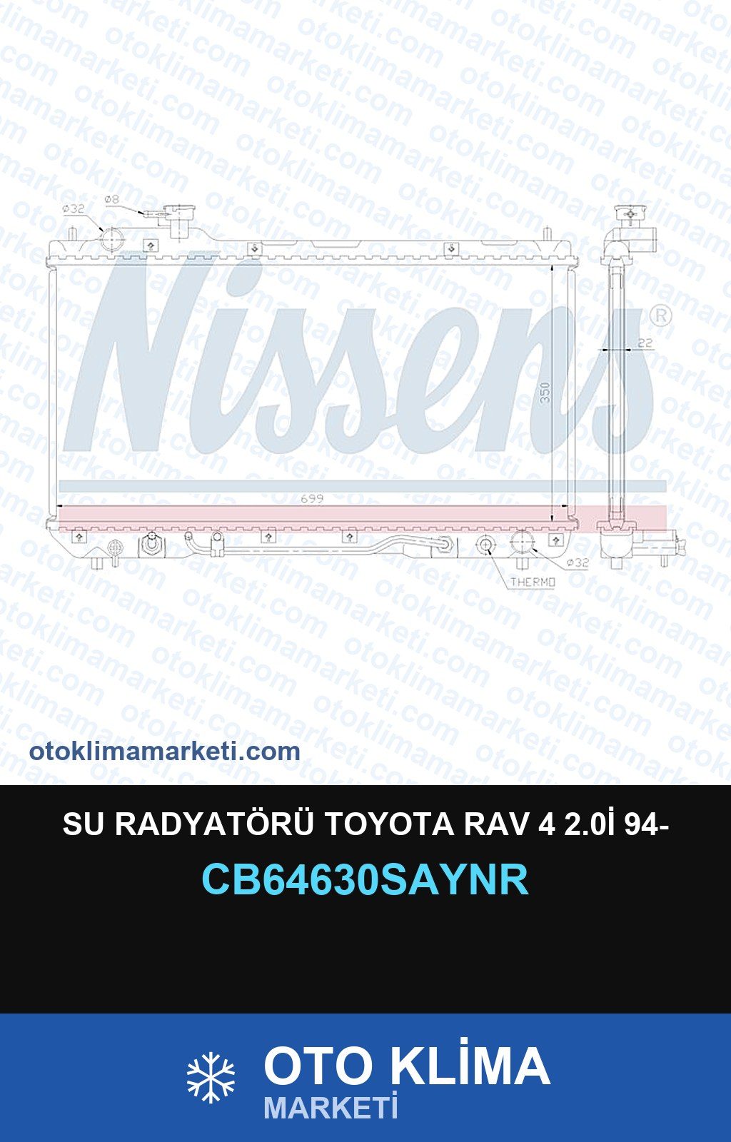 Su Radyatörü Toyota Rav 4 2.0İ 94- — SU RADYATÖRÜ — UNICORE marka — Uyumlu: TOYOTA