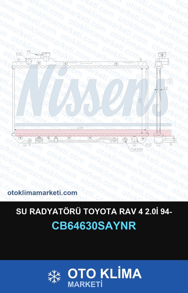 Su Radyatörü Toyota Rav 4 2.0İ 94- — SU RADYATÖRÜ — UNICORE marka — Uyumlu: TOYOTA
