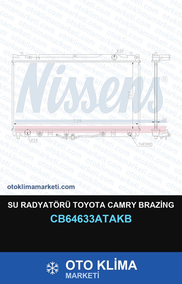 Su Radyatörü Toyota Camry Brazing — SU RADYATÖRÜ — VEKA marka — Uyumlu: TOYOTA