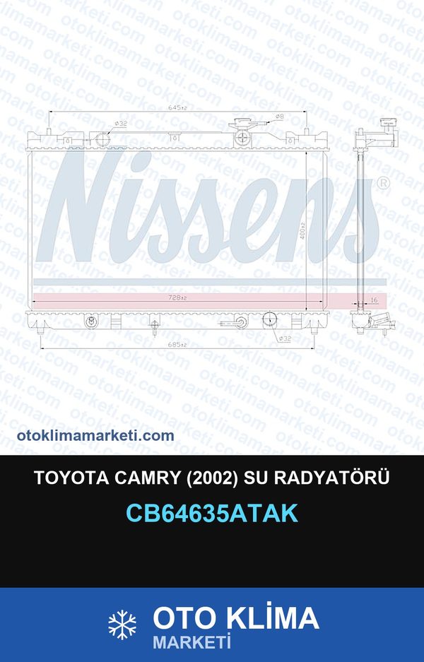 Toyota Camry (2002) Su Radyatörü — SU RADYATÖRÜ — VEKA marka — Uyumlu: TOYOTA