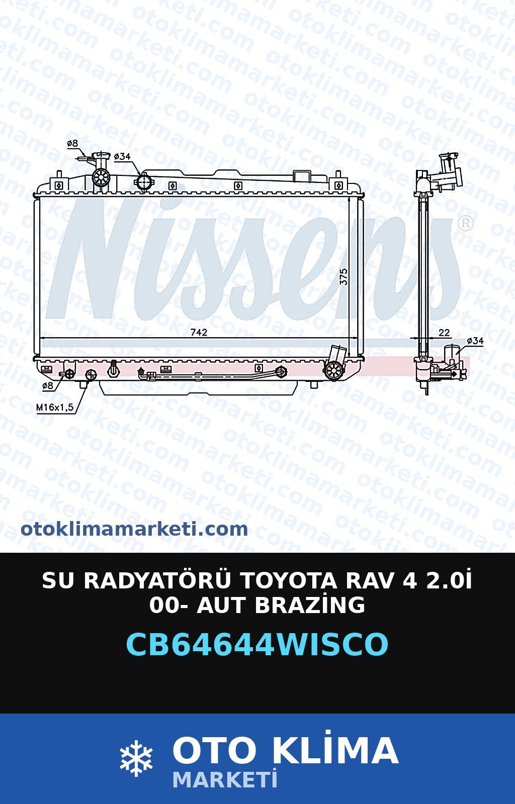 Su Radyatörü Toyota Rav 4 2.0İ 00- Aut Brazing — SU RADYATÖRÜ — WISCO marka — Uyumlu: TOYOTA