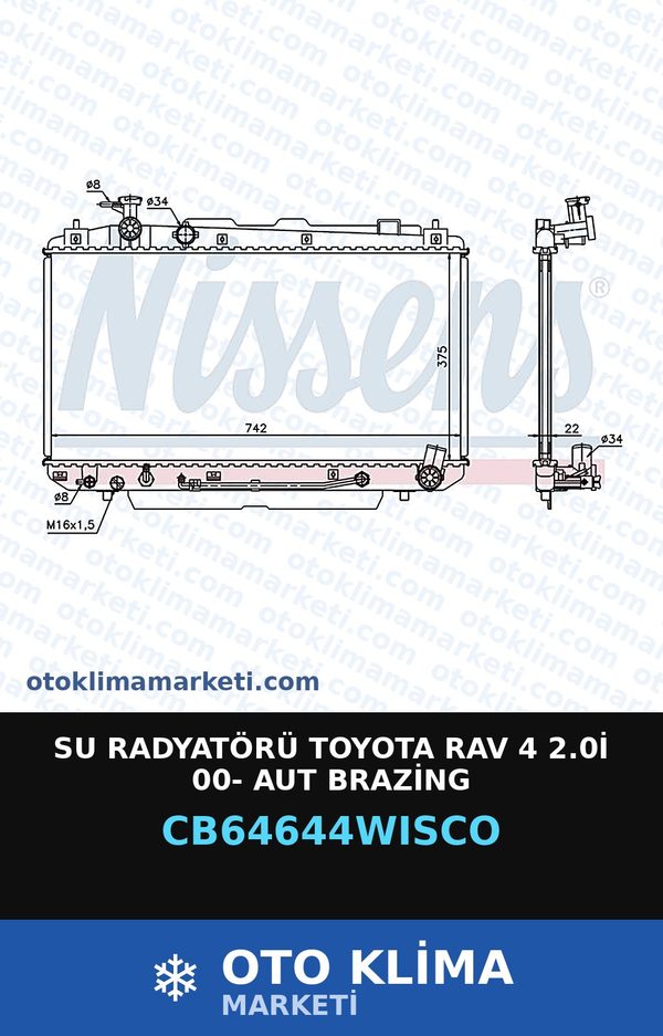 Su Radyatörü Toyota Rav 4 2.0İ 00- Aut Brazing — SU RADYATÖRÜ — WISCO marka — Uyumlu: TOYOTA