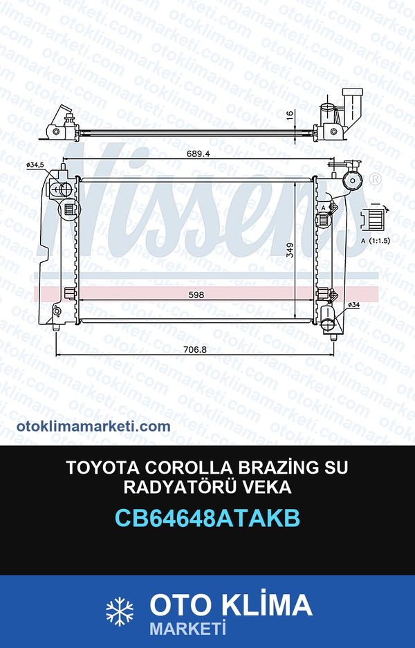 Toyota Corolla Brazing Su Radyatörü Veka — SU RADYATÖRÜ — VEKA marka — Uyumlu: TOYOTA