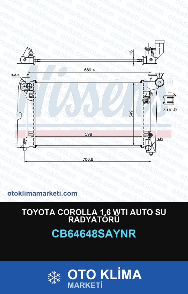 Toyota Corolla 1.6 Wtı Auto Su Radyatörü — SU RADYATÖRÜ — UNICORE marka — Uyumlu: TOYOTA