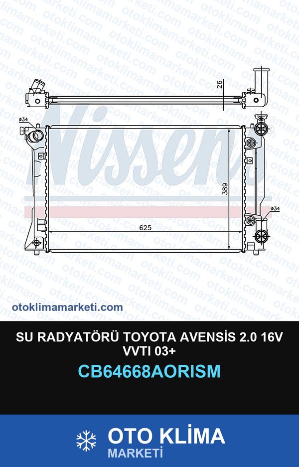 Su Radyatörü Toyota Avensis 2.0 16V Vvtı 03+ — SU RADYATÖRÜ — ORİS marka — Uyumlu: TOYOTA