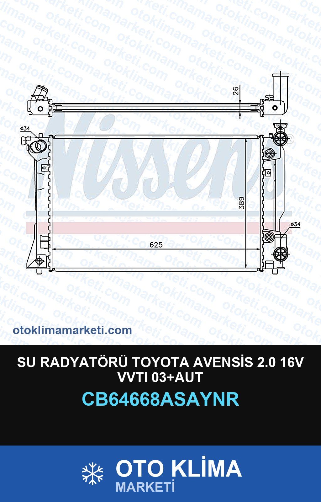 Su Radyatörü Toyota Avensis 2.0 16V Vvtı 03+Aut — SU RADYATÖRÜ — UNICORE marka — Uyumlu: TOYOTA