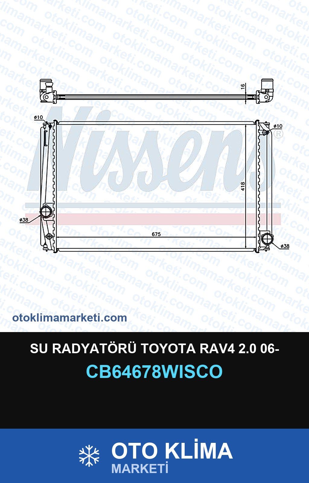 Su Radyatörü Toyota RAV4 2.0 06- — SU RADYATÖRÜ — WISCO marka — Uyumlu: TOYOTA