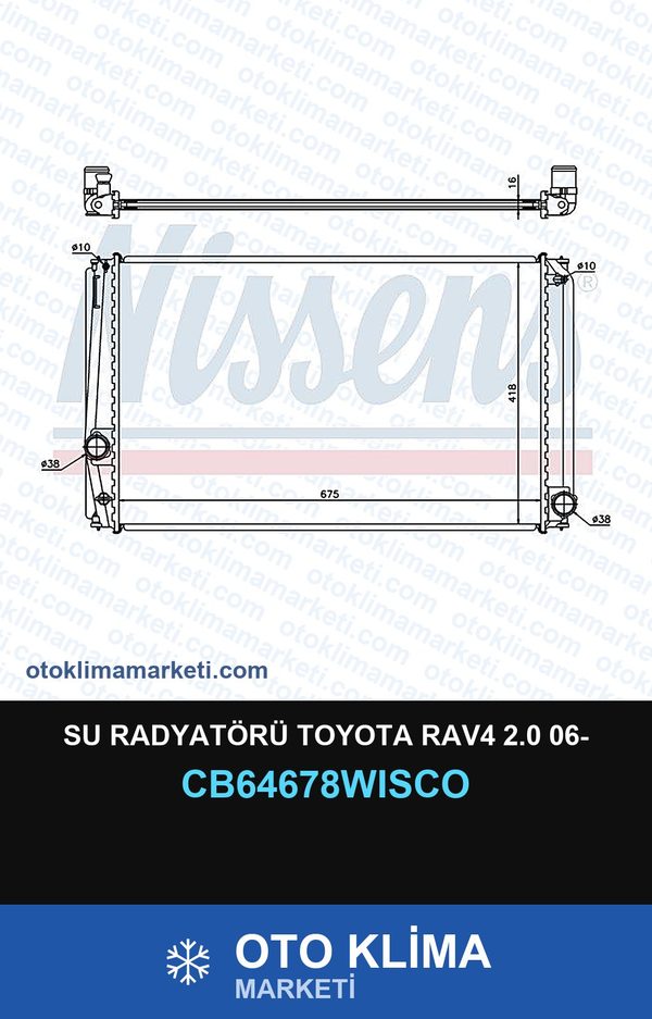 Su Radyatörü Toyota RAV4 2.0 06- — SU RADYATÖRÜ — WISCO marka — Uyumlu: TOYOTA