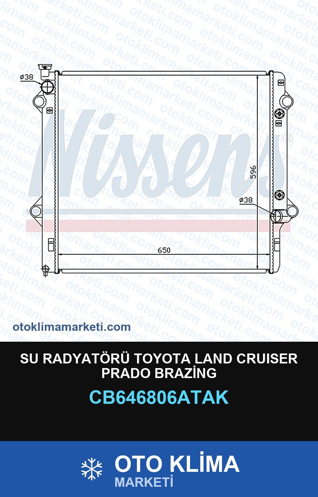 Su Radyatörü Toyota Land Cruıser Prado Brazing — SU RADYATÖRÜ — VEKA marka — Uyumlu: TOYOTA