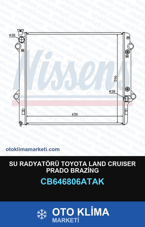 Su Radyatörü Toyota Land Cruıser Prado Brazing — SU RADYATÖRÜ — VEKA marka — Uyumlu: TOYOTA