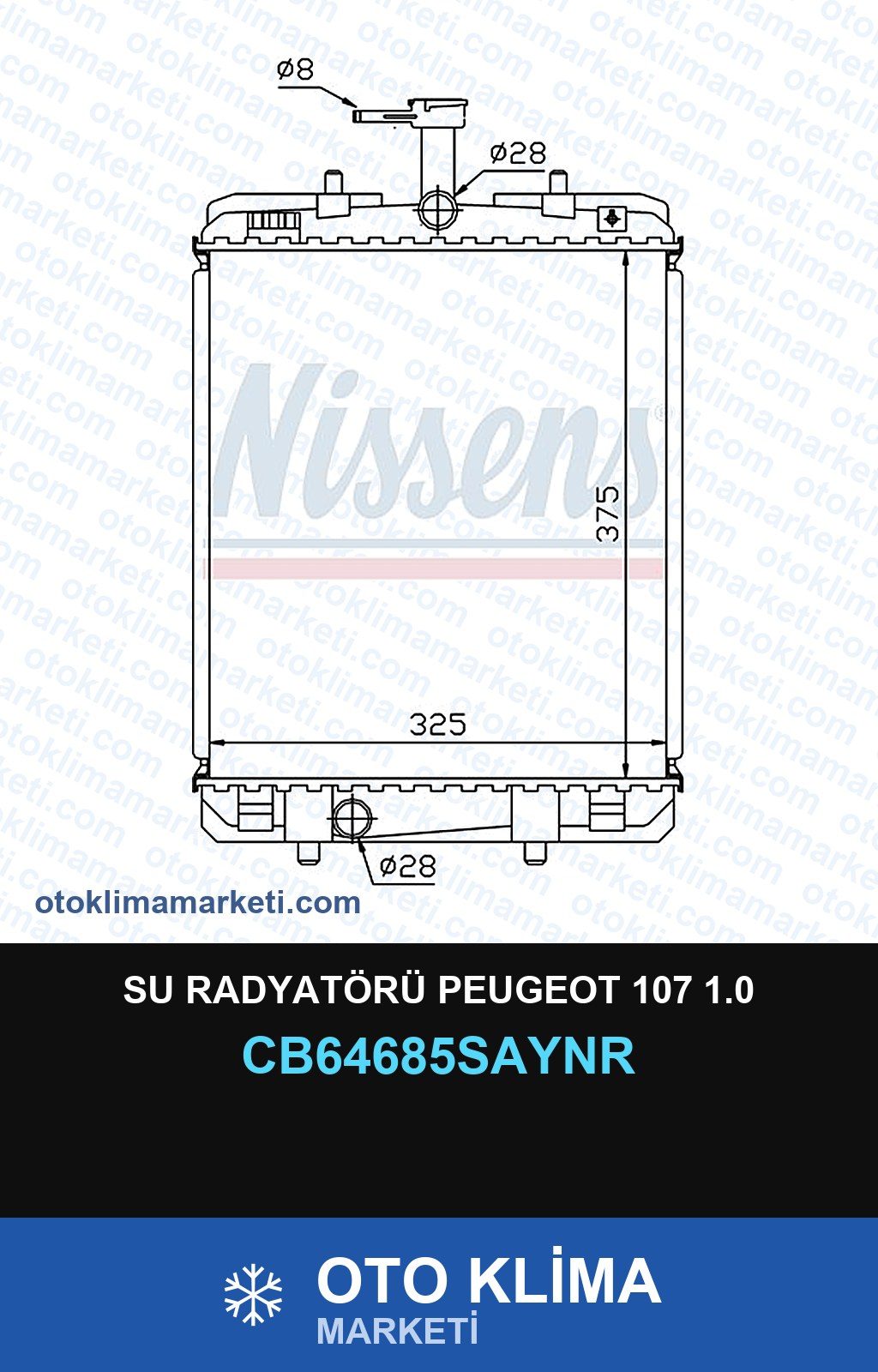 Su Radyatörü Peugeot 107 1.0 — SU RADYATÖRÜ — UNICORE marka — Uyumlu: PEUGEOT