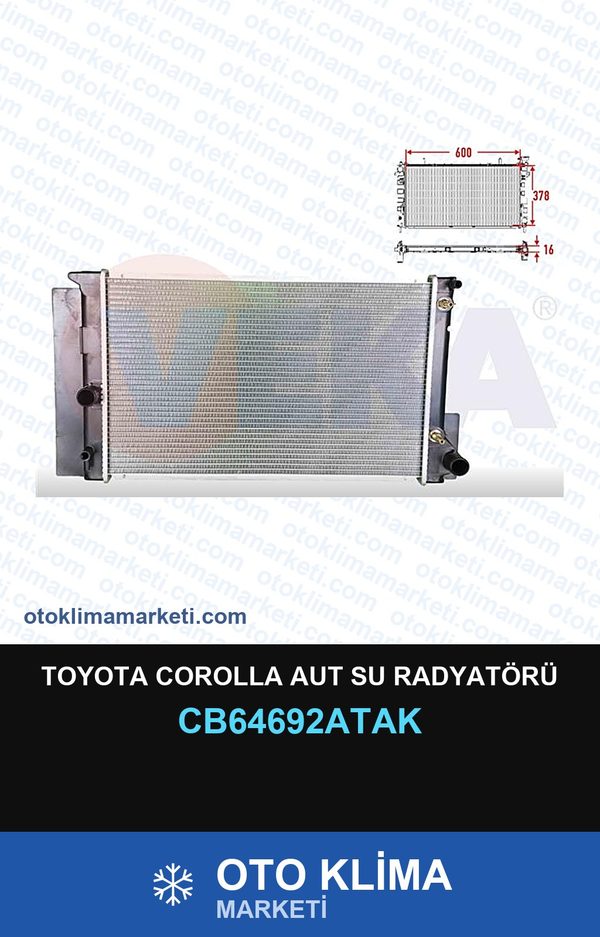 Toyota Corolla Aut Su Radyatörü — SU RADYATÖRÜ — VEKA marka — Uyumlu: TOYOTA