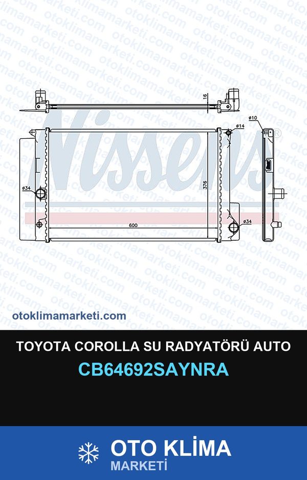 Toyota Corolla Su Radyatörü Auto — SU RADYATÖRÜ — UNICORE marka — Uyumlu: TOYOTA