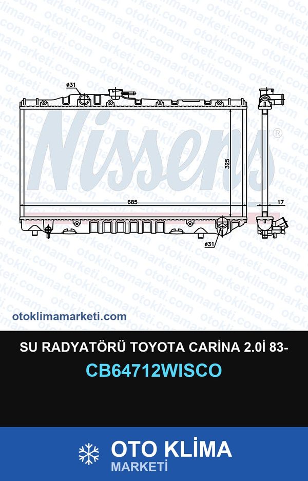 Su Radyatörü Toyota Carina 2.0İ 83- — SU RADYATÖRÜ — WISCO marka — Uyumlu: TOYOTA
