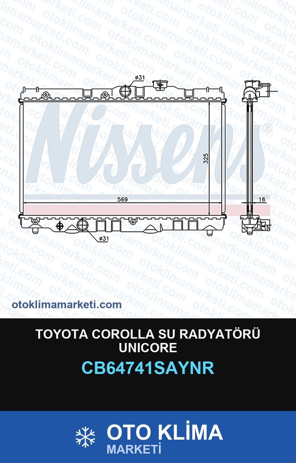 Toyota Corolla Su Radyatörü Unicore — SU RADYATÖRÜ — UNICORE marka — Uyumlu: TOYOTA